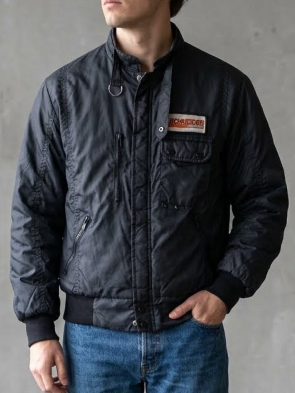 Vintage 1980's Pla-Jac Schneider  National Racing Bomber Trucker Jacket Men's 42